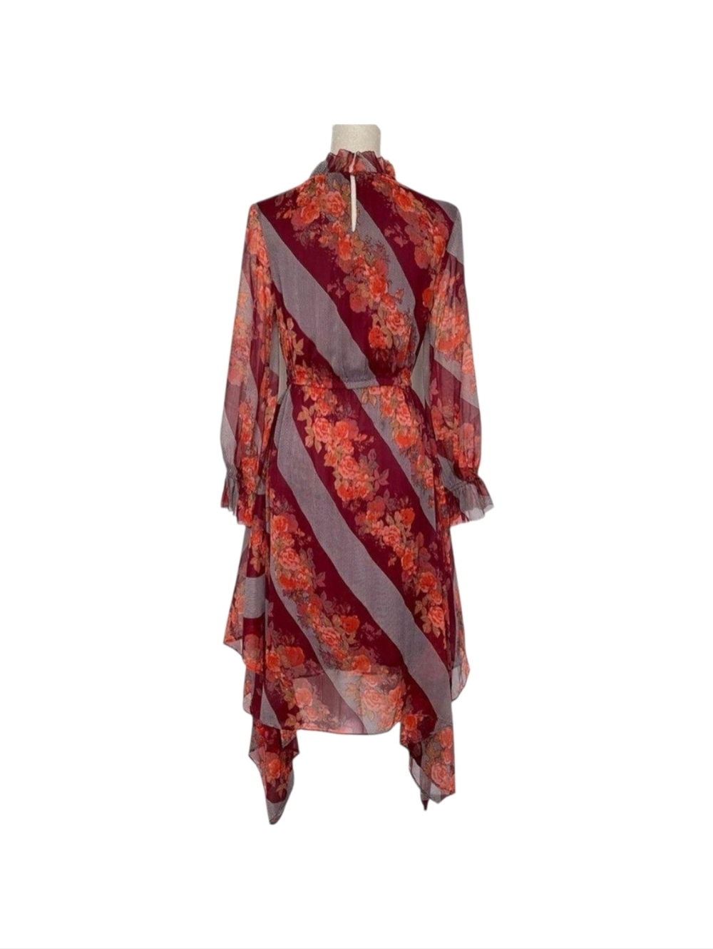 Soft Surroundings Woodland Manor Rose Floral Handkerchief Midi Dress Petite S - Picture 8 of 13